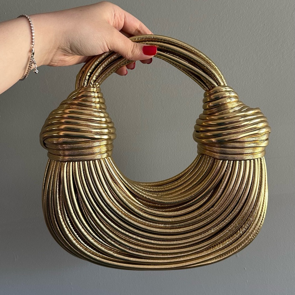 Metallic Gold Sculptural Mini Shoulder Bag